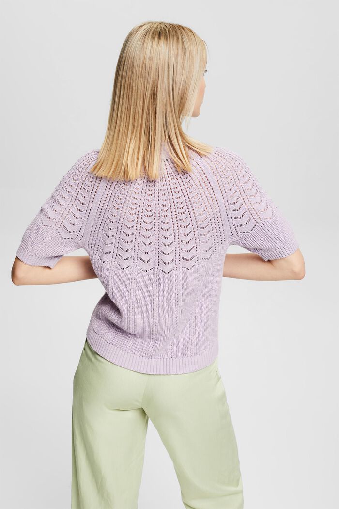 Short-sleeved jumper in 100% cotton, LILAC, detail image number 3