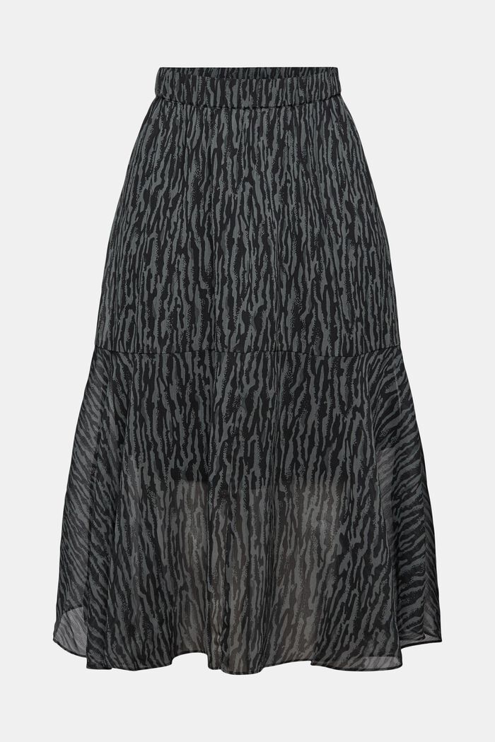 Patterned chiffon midi skirt, GUNMETAL, detail image number 7