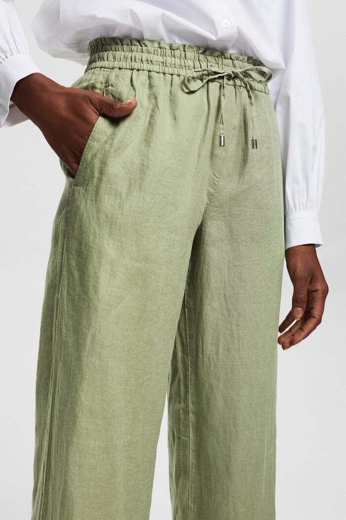 Linen trousers with a wide leg, LIGHT KHAKI, detail image number 2