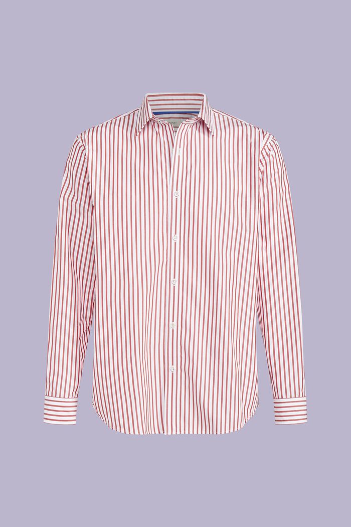 Striped Cotton-Poplin Shirt, DARK RED, detail image number 5