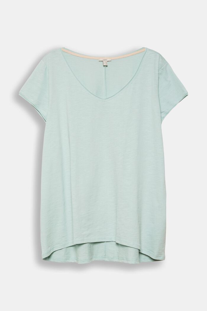 CURVY V-neck T-shirt, organic cotton, DUSTY GREEN, overview