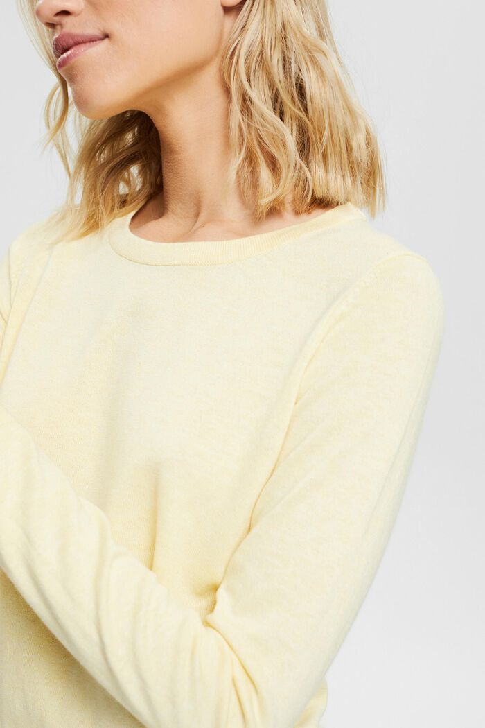 Basic jumper made of blended organic cotton, PASTEL YELLOW, detail image number 2
