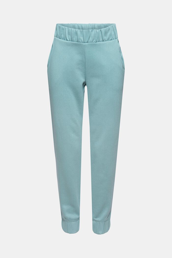 Tracksuit bottoms made of blended organic cotton, DARK TURQUOISE, overview
