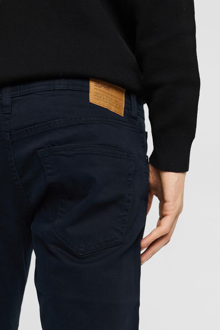 Slim fit stretch trousers made of organic cotton, NAVY, detail image number 2