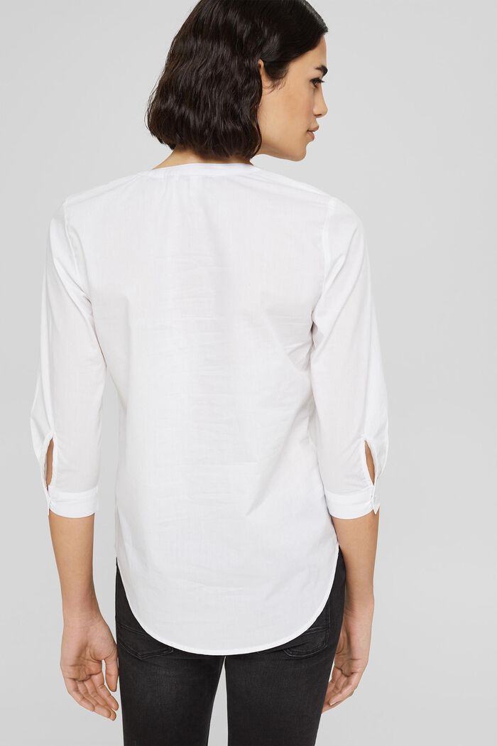 Blouse with a cup-shaped neckline, organic cotton, WHITE, detail image number 3