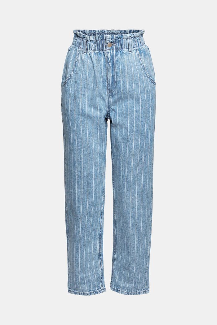 Pinstripe paperbag jeans , BLUE MEDIUM WASHED, overview
