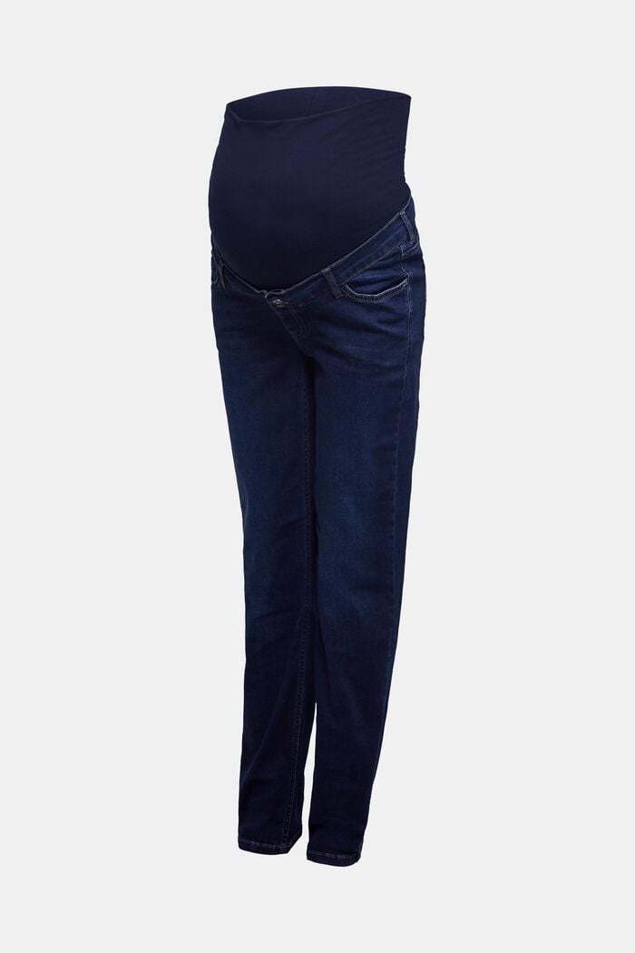 Stretch jeans with an over-bump waistband, DARK WASHED, overview