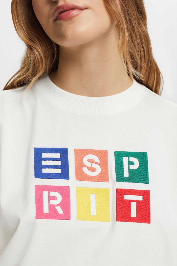 Embroidered Logo Cotton T-Shirt, OFF WHITE, detail image number 2