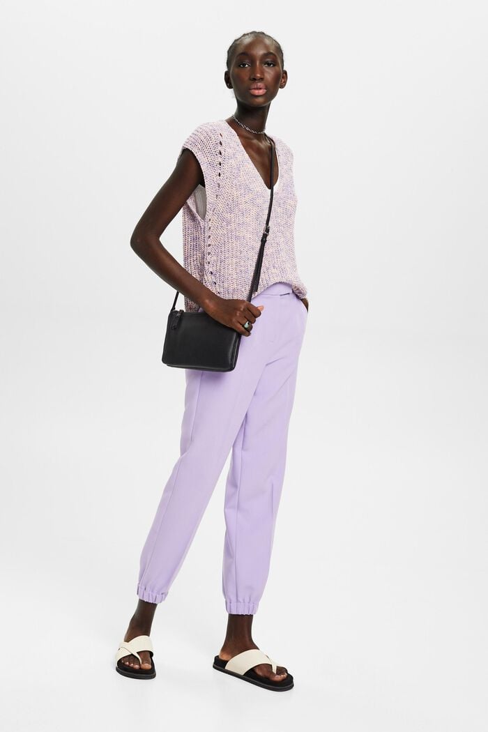 Cropped trousers with elasticated leg cuffs, LAVENDER, detail image number 1