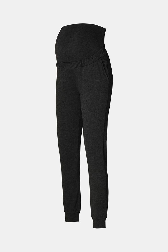 Loungewear trousers with an over-bump waistband, ANTHRACITE MELANGE, detail image number 4