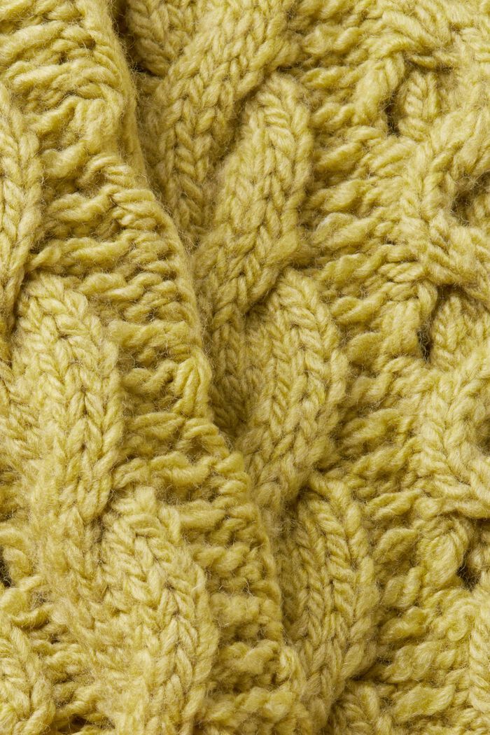 Cable-Knit Wool-Blend Sweater, PISTACHIO GREEN, detail image number 5
