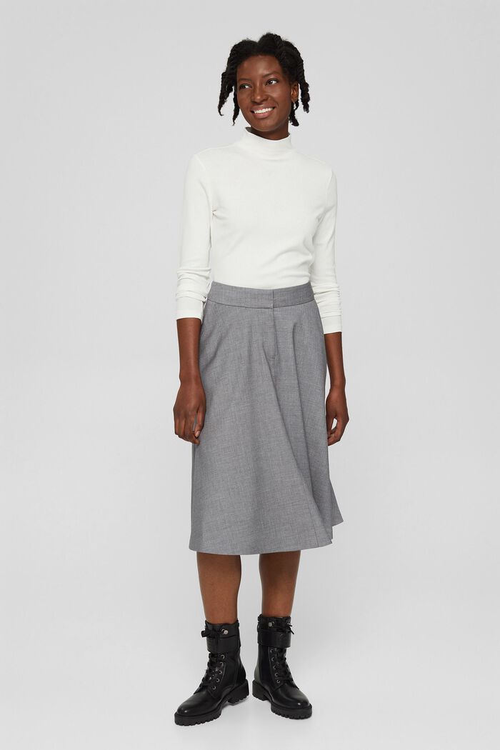 With wool: elegant A-line skirt, MEDIUM GREY, detail image number 6
