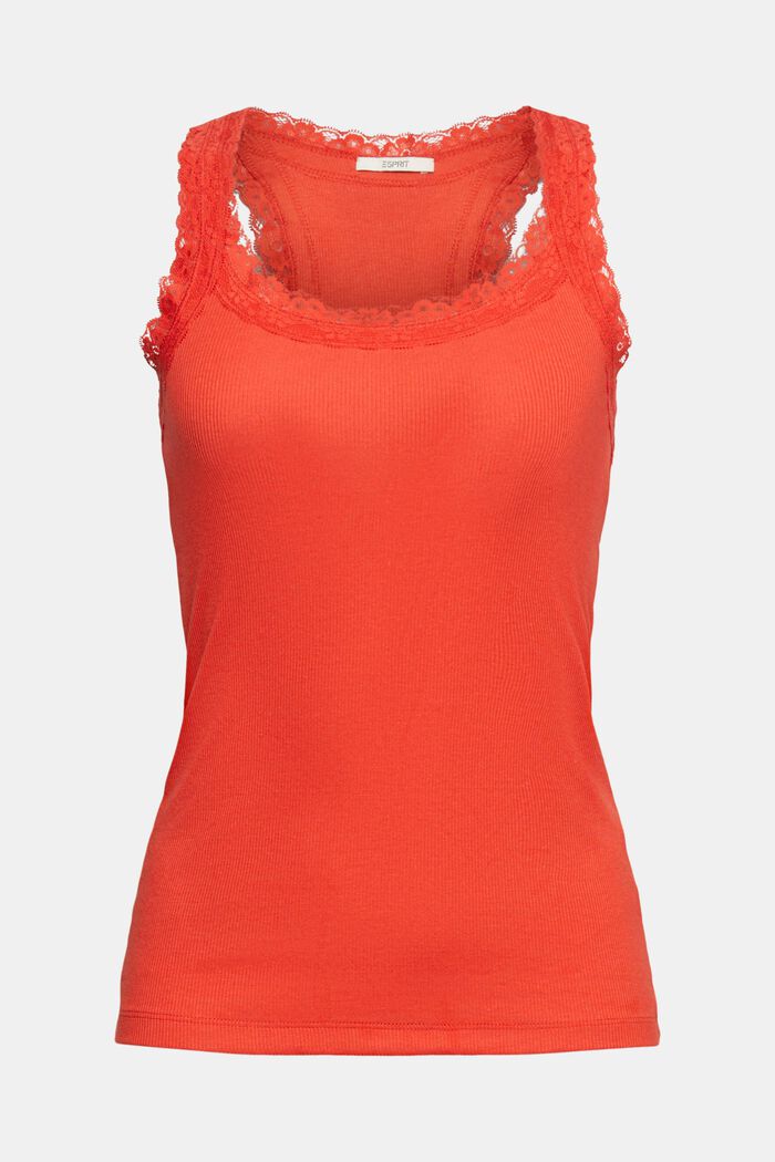 Top with lace, ORANGE RED, detail image number 5