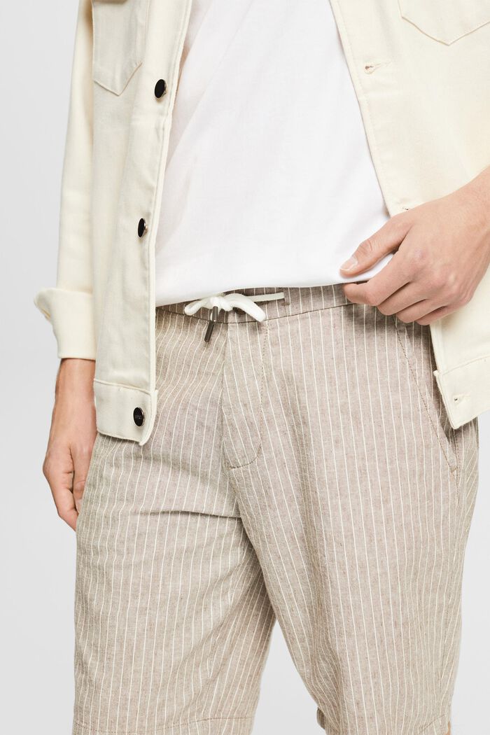 Linen blend: pinstripe shorts, BEIGE, detail image number 2