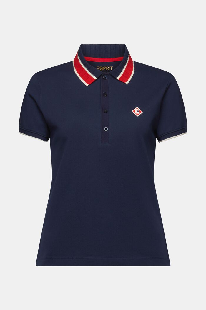 Cotton Short-Sleeve Polo Shirt, NAVY, detail image number 6