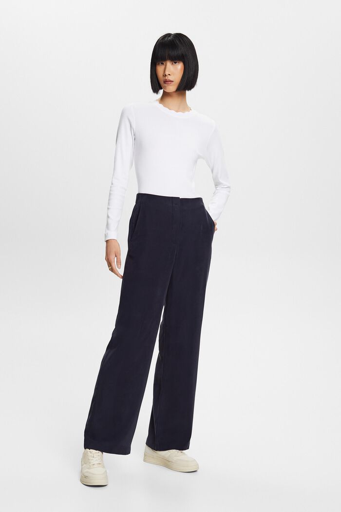 High-Rise Wide Leg Pants, NAVY, detail image number 1