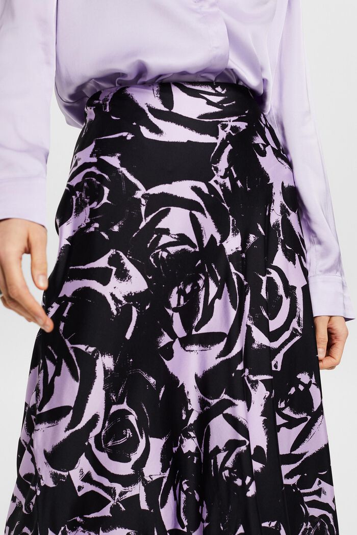 Printed Satin Midi Skirt, NEW BLACK, detail image number 2