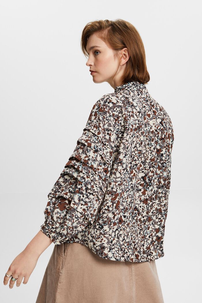 Recycled: patterned blouse, BROWN, detail image number 3