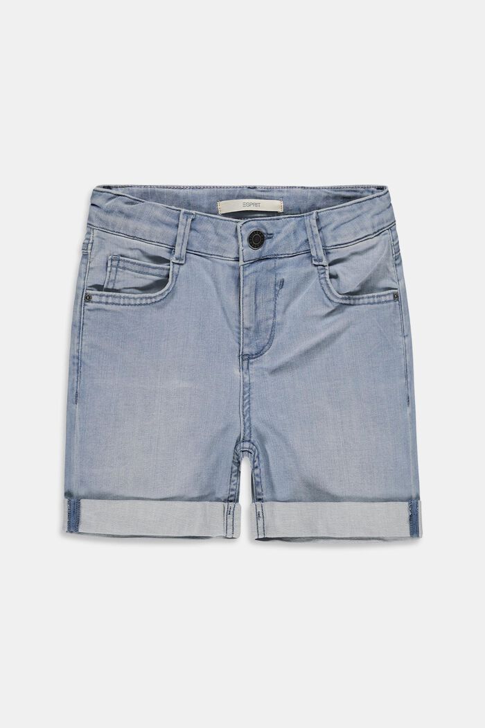 Denim shorts with a high adjustable waistband