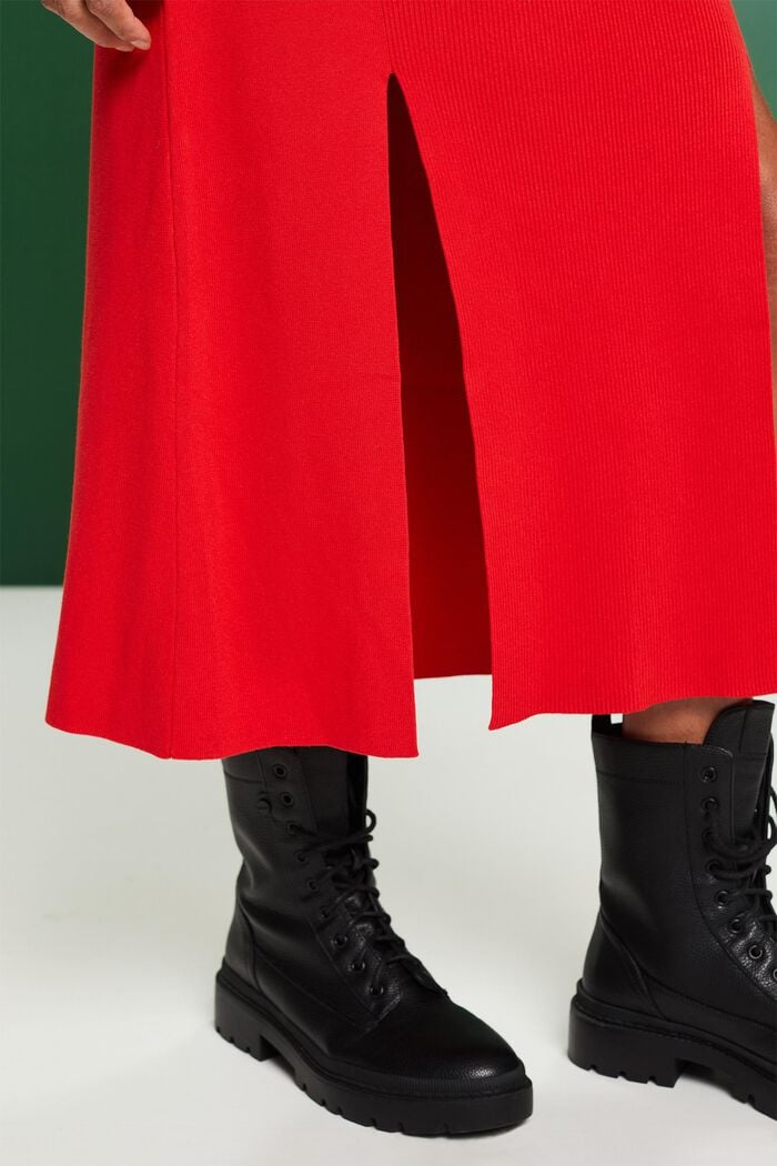 Rib-Knit Midi Dress, RED, detail image number 3