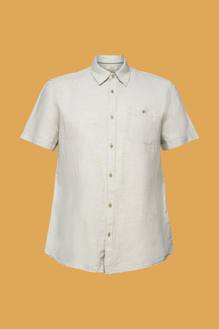 Blended linen dogstooth short-sleeved shirt, LIGHT KHAKI, detail image number 5