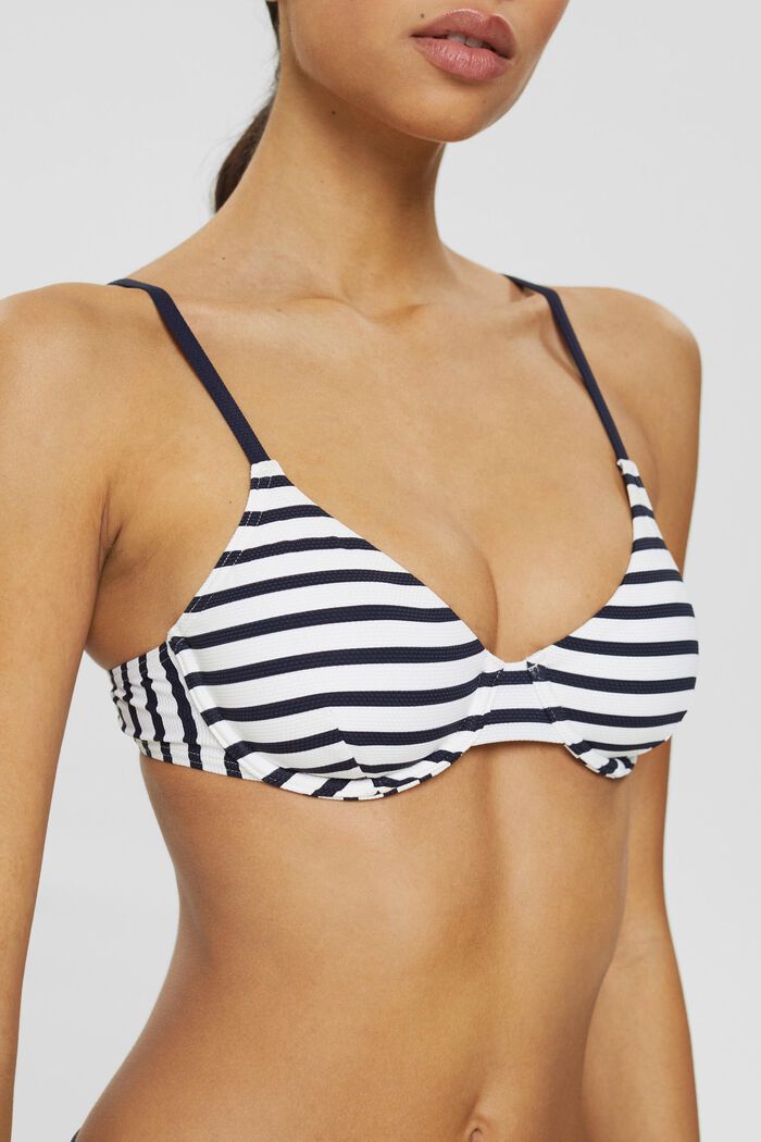 Recycled: Underwire top with stripes, NAVY, detail image number 2
