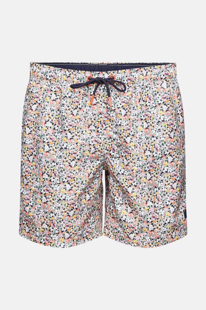 Swim shorts with a mille-fleurs print, LIGHT KHAKI, detail image number 3