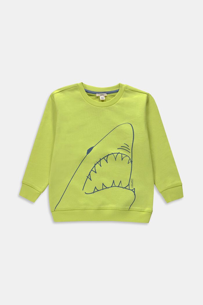 Sweatshirt with shark print, CITRUS GREEN, overview