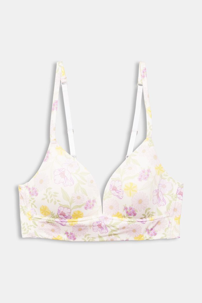 Made of recycled material: non-wired bra with a floral print