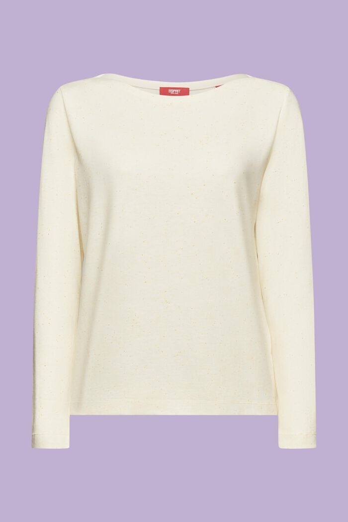 Wide Neck Longsleeve Top, PASTEL YELLOW, detail image number 6
