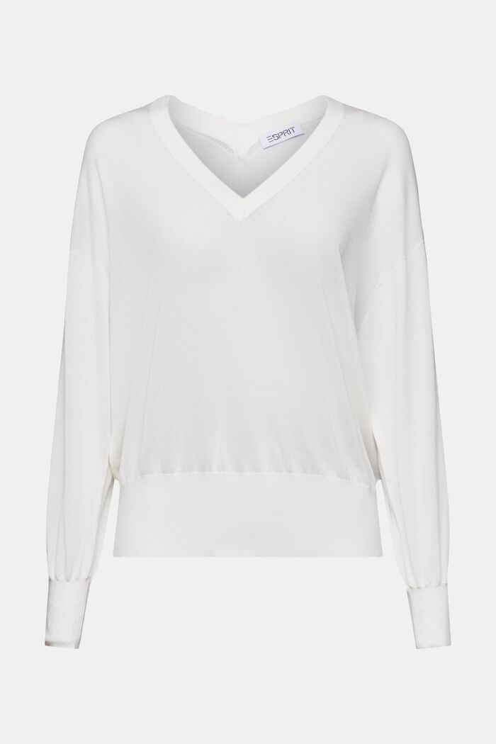 V-neck Sweater, OFF WHITE, detail image number 5