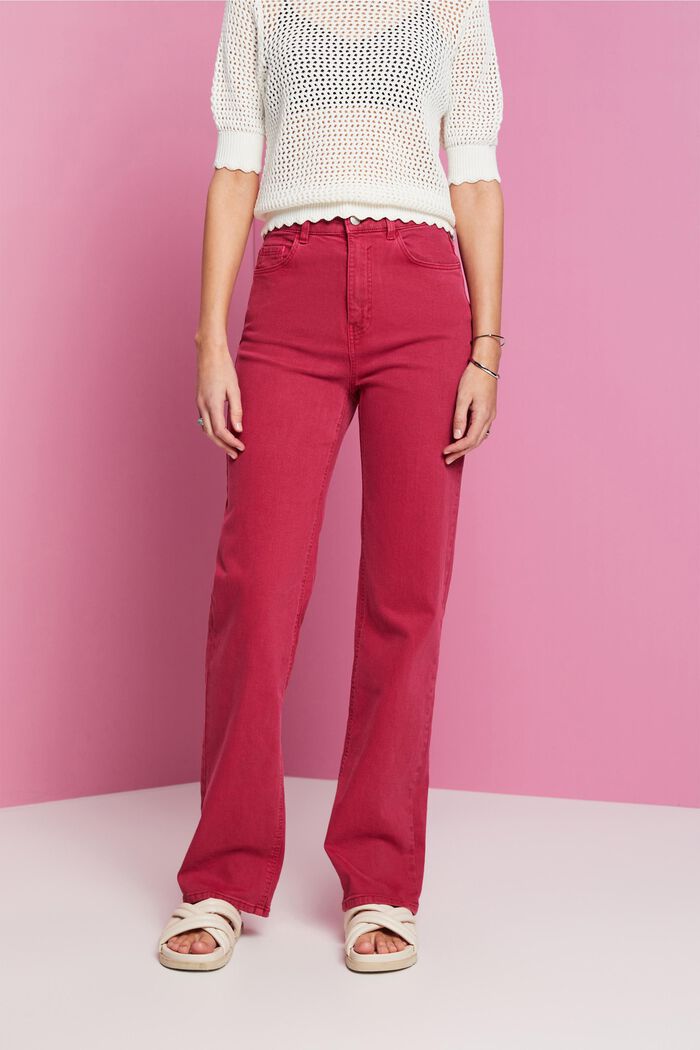 High-rise straight leg trousers, DARK PINK, detail image number 0