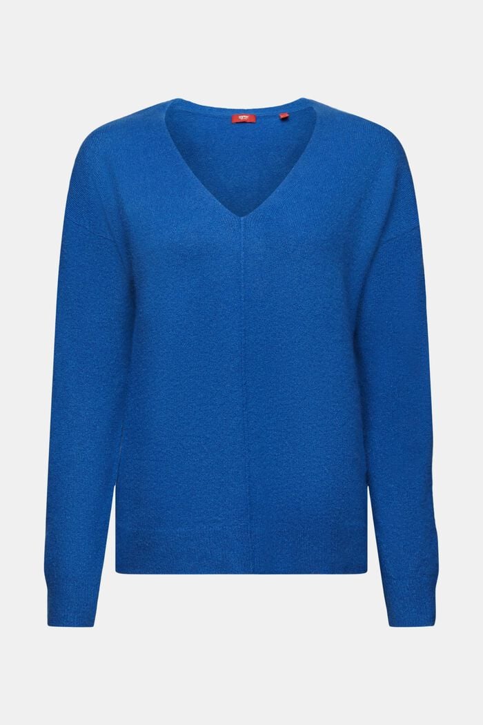 Wool Blend V-Neck Sweater, BRIGHT BLUE, detail image number 6