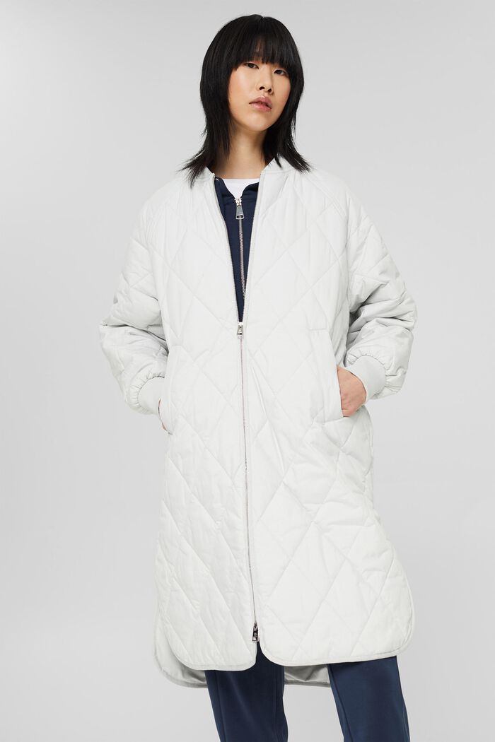 Made of recycled material: oversized quilted coat, PASTEL GREY, detail image number 0