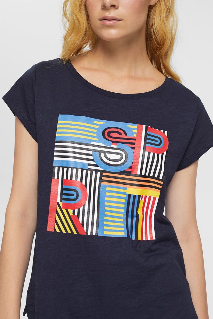 Slub T-shirt with print, 100% cotton, NAVY, detail image number 2