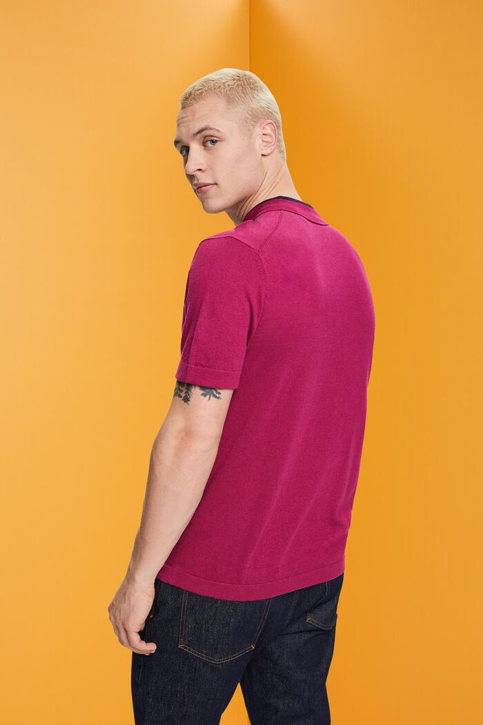 Blended TENCEL and sustainable cotton polo shirt, DARK PINK, detail image number 3