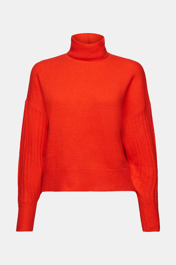 Wool Blend Turtleneck Sweater, BRIGHT ORANGE, detail image number 6