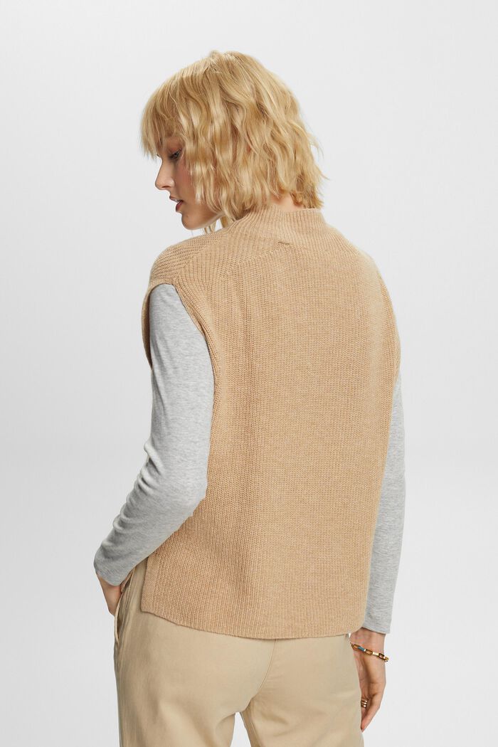 Wool Blend Rib-Knit Vest, SAND, detail image number 3