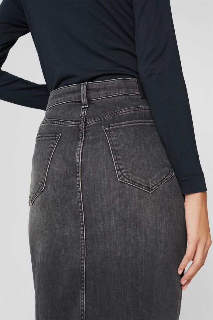 Midi-length denim skirt, organic cotton