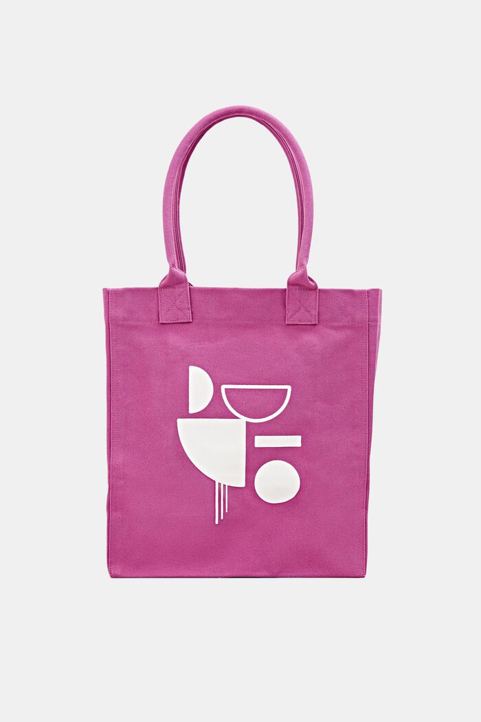 Printed canvas shopper, PINK FUCHSIA, detail image number 0