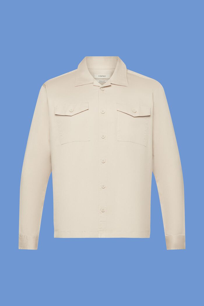 Cotton shirt with two chest pockets, LIGHT TAUPE, detail image number 6