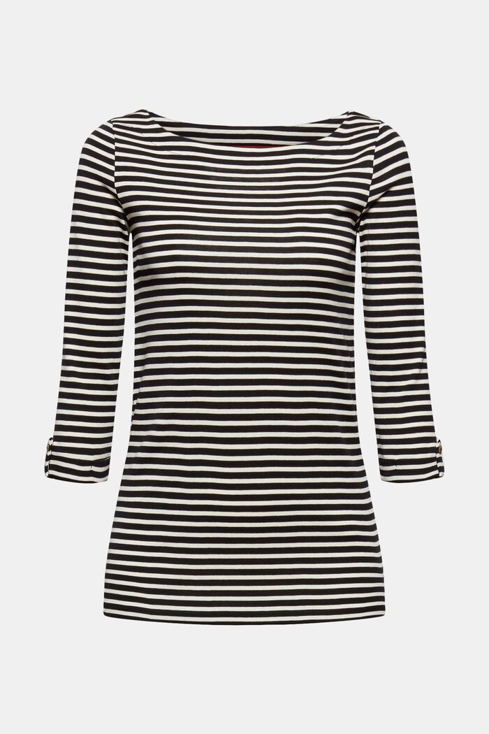 Striped long sleeve top made of 100% organic cotton, BLACK, detail image number 6