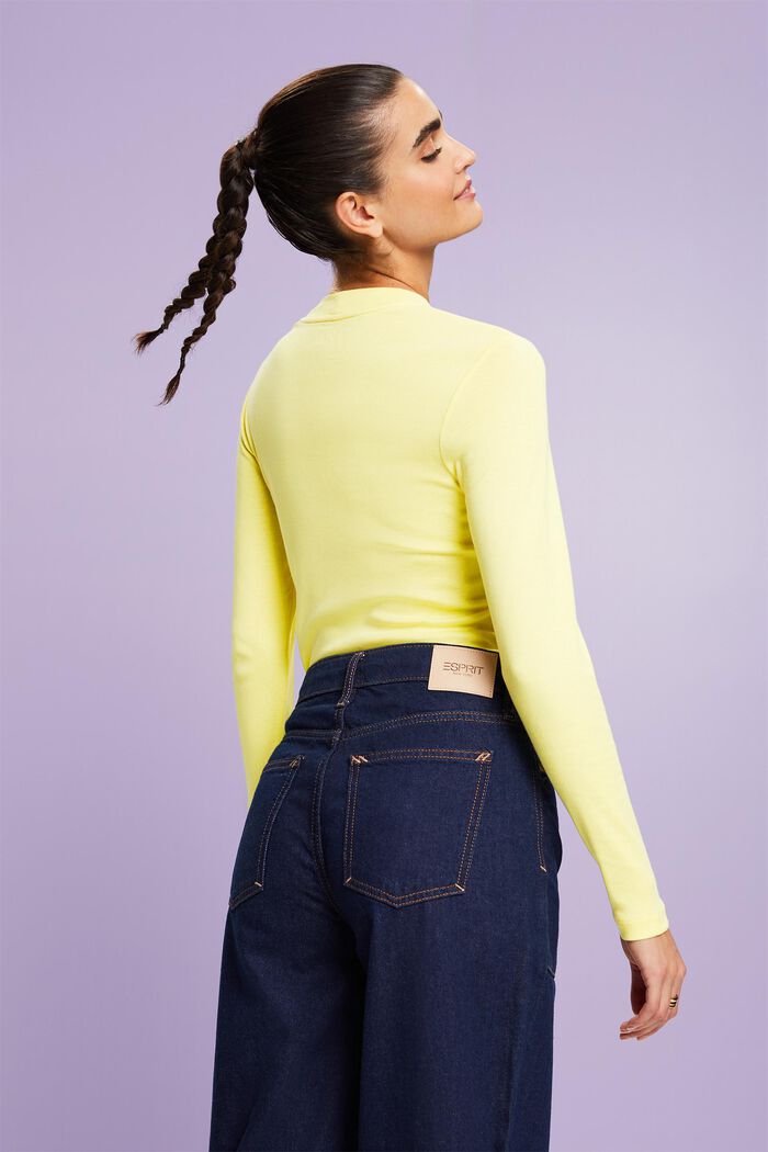 Cotton Jersey Longsleeve Top, PASTEL YELLOW, detail image number 3