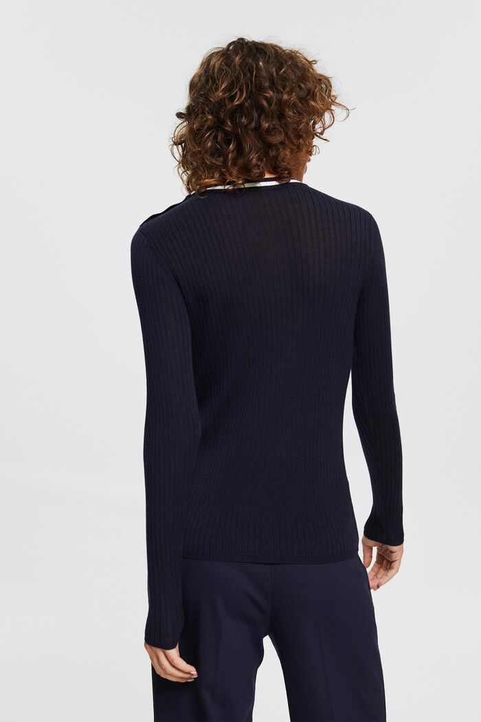 Made of TENCEL™: jumper with a ribbed finish, NAVY, detail image number 3