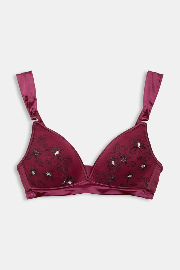 Soft mesh bra with embroidery, DARK PINK, detail image number 5
