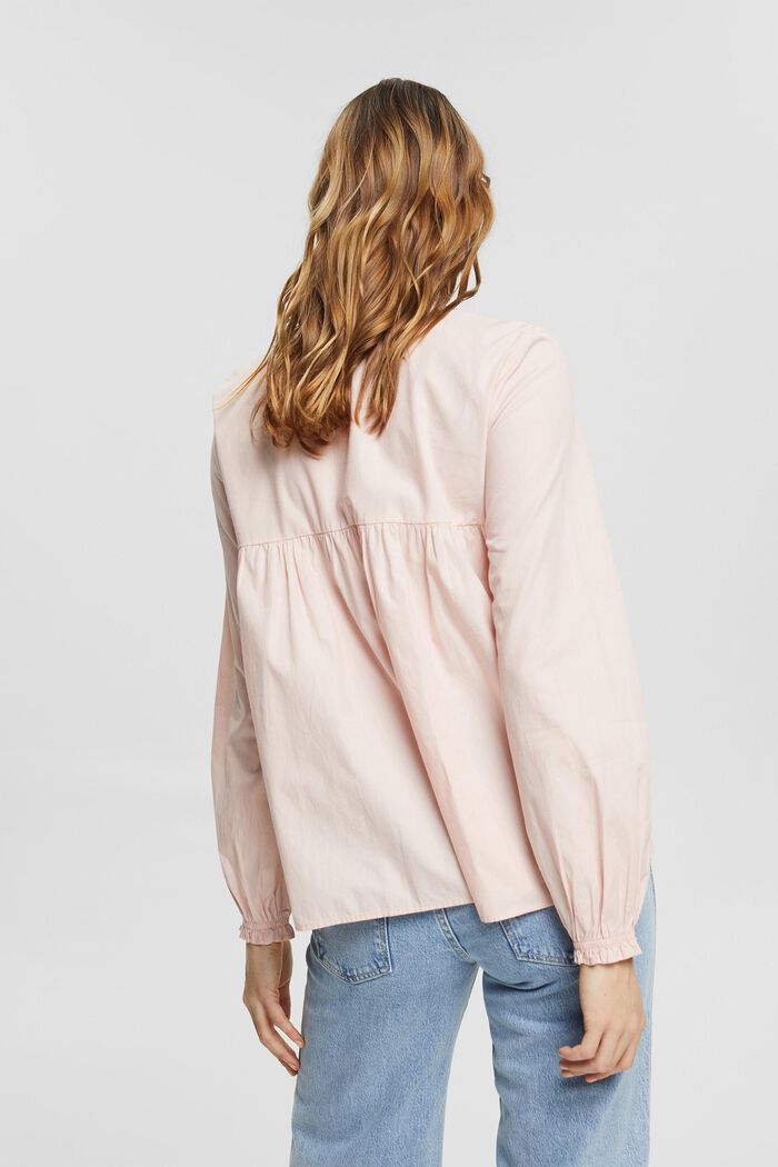 Blouse with frill details, organic cotton, DUSTY NUDE, detail image number 3