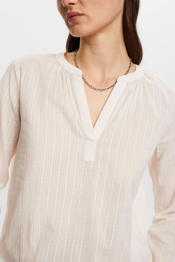 V-necked cotton blouse, PASTEL PINK, detail image number 2