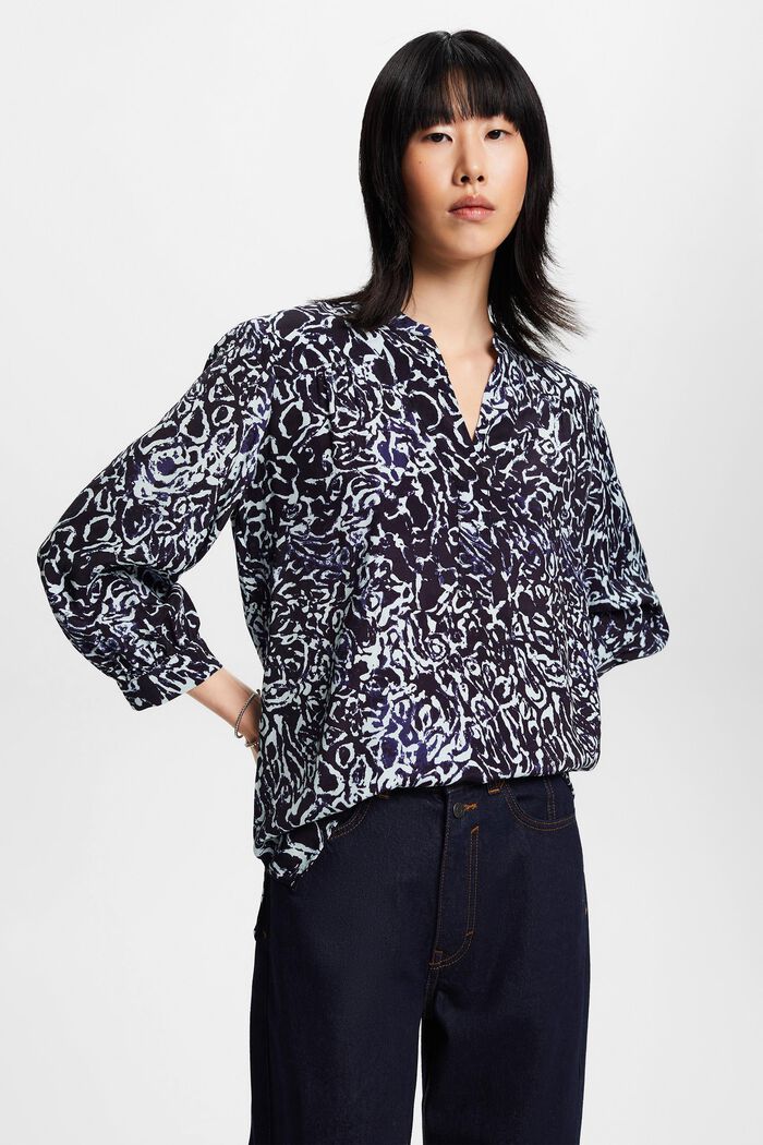Blouse with all-over print, NAVY, detail image number 0