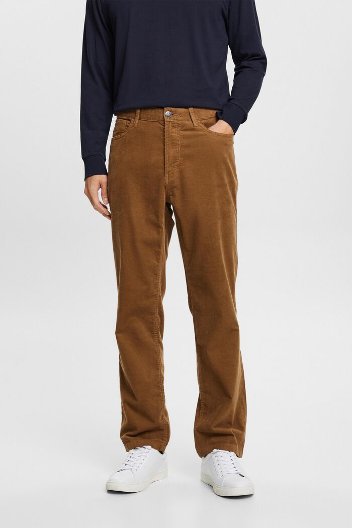 Straight Fit Corduroy Trousers, BARK, detail image number 0