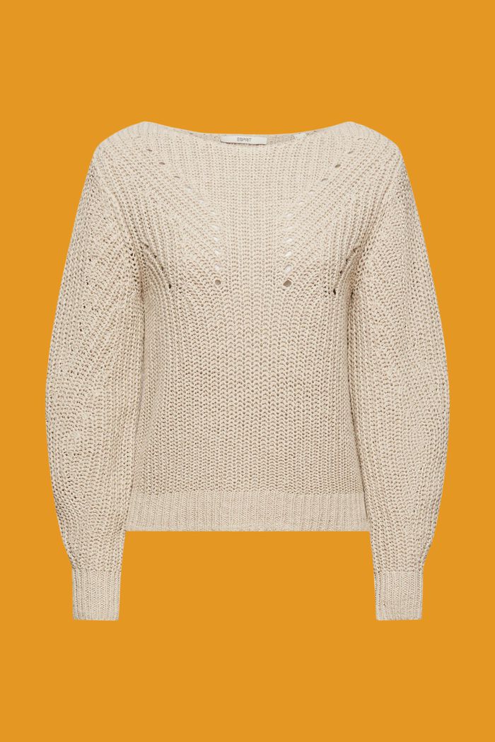 Open-Knit Sweater, LIGHT TAUPE, detail image number 6